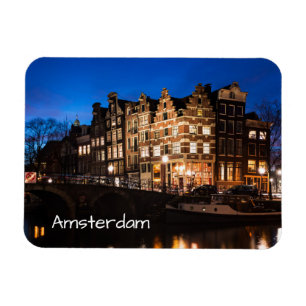 Amsterdam kanalhus på natten magnet