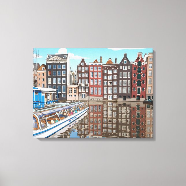 Amsterdam kanalsidahus canvastryck (Framsida)