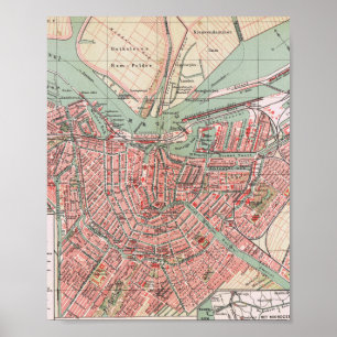 Amsterdam, karta, vintage affisch
