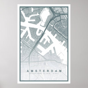Amsterdam Karttryck 8 FÄRGER TILLGÄNGLIGA Amsterda Poster