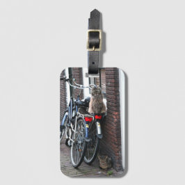 Amsterdam Katt på Bicycle Cute Photo Bagagebricka