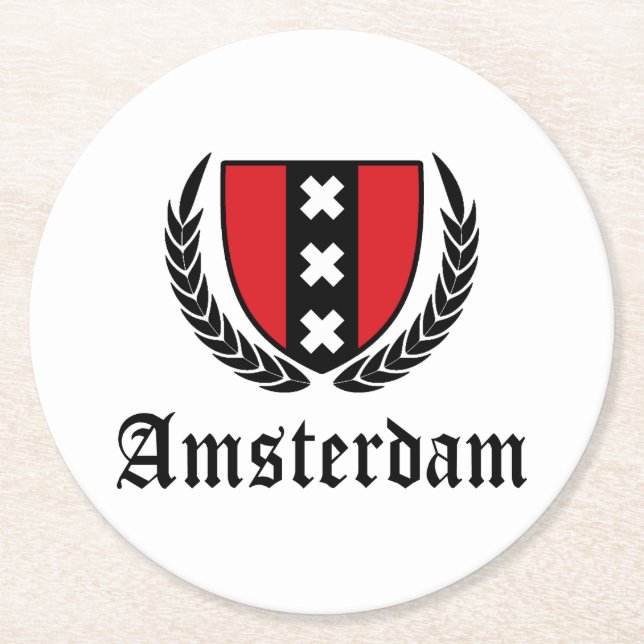 Amsterdam-krön Underlägg Papper Rund (Framsidan)