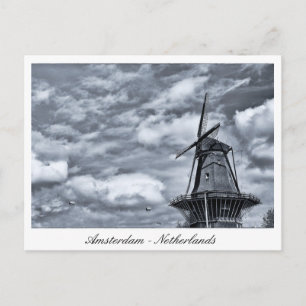 Amsterdam, Kvarn, Cloudy Himlar - Nederländerna Vykort