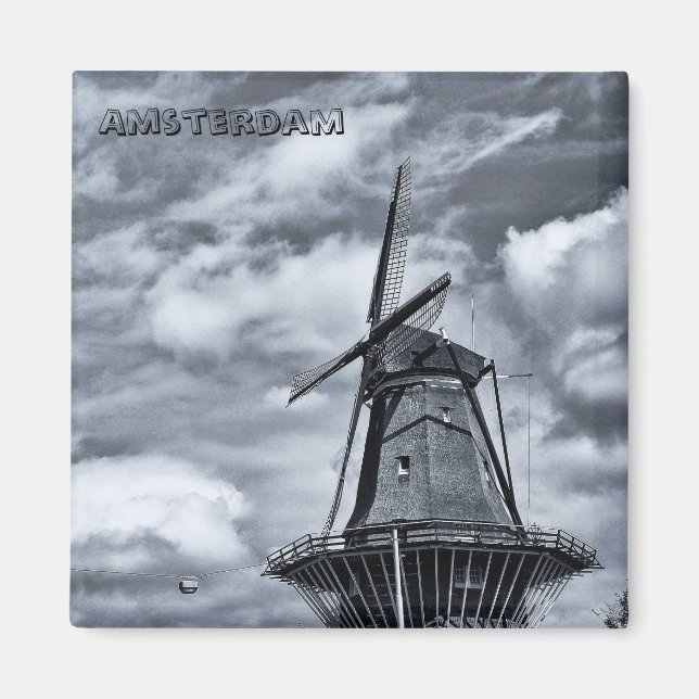 Amsterdam - Kvarn, Nederländerna (Fridge Magnet) Magnet (Framsidan)