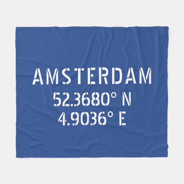 Amsterdam Latitude Longitud Blue Fleecefilt (Framsidan (Horisontell))