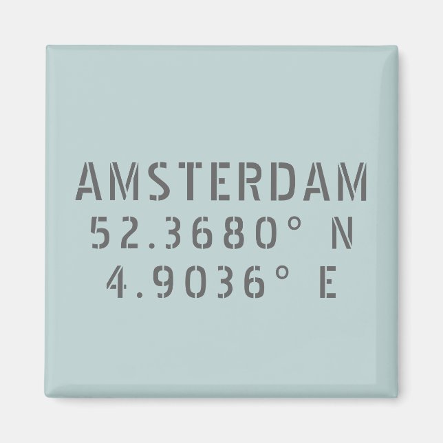 Amsterdam Latitude Longitud Magnet (Framsidan)