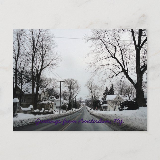Amsterdam med lite snö vykort (Framsida)