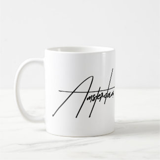 Amsterdam Minimalistisk Typografi Estetisk Souveni Kaffemugg