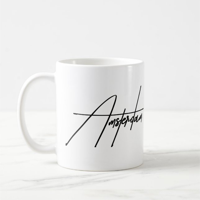 Amsterdam Minimalistisk Typografi Estetisk Souveni Kaffemugg (Vänster)