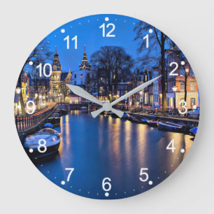 Amsterdam Natt Bakgrundsbild-67657 Stor Klocka
