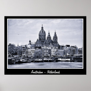 Amsterdam - Nederländerna, BW Art (Poster) Poster