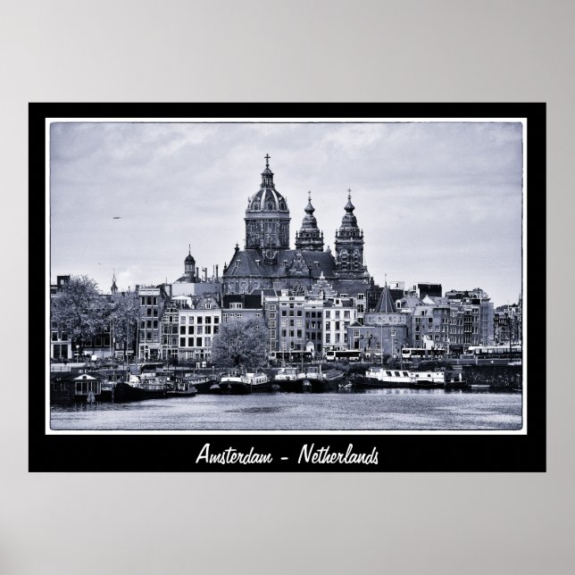 Amsterdam - Nederländerna, BW Art (Poster) Poster (Framsidan)