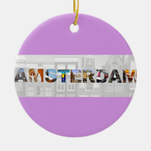 Amsterdam Nederländerna Canal Homes Travel Foton Julgransprydnad Keramik