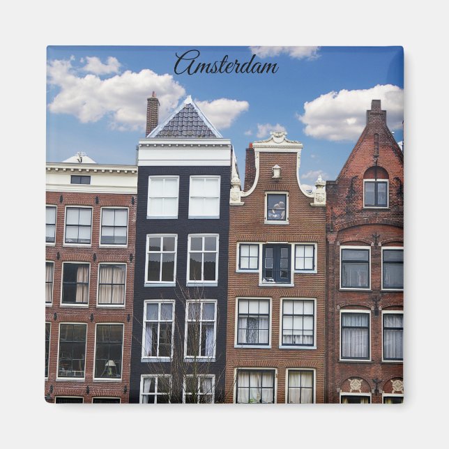 Amsterdam Nederländerna Canal Houses Magnet (Framsidan)