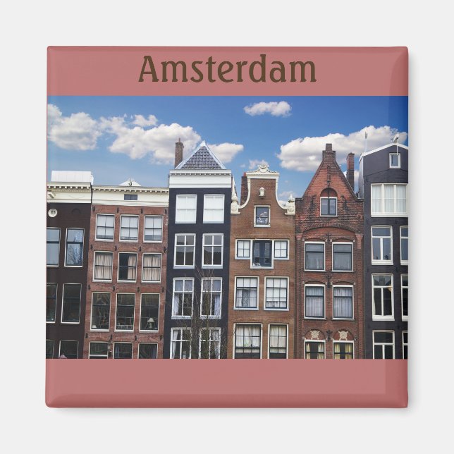 Amsterdam Nederländerna Canal Houses Magnet (Framsidan)