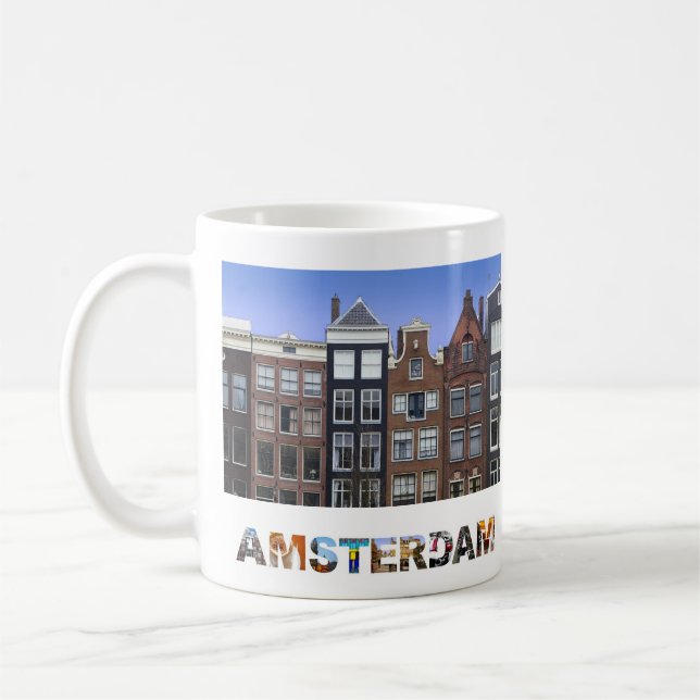 Amsterdam Nederländerna Canal Houses Photo Kaffemugg (Vänster)