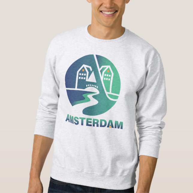 Amsterdam Nederländerna Europa Lång Ärmad Tröja (Framsida)