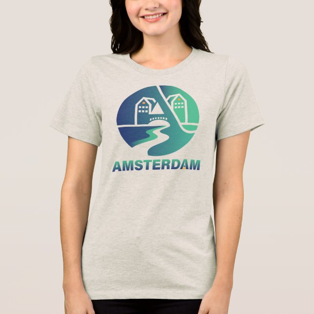 Amsterdam Nederländerna Europa T Shirt (Framsida)