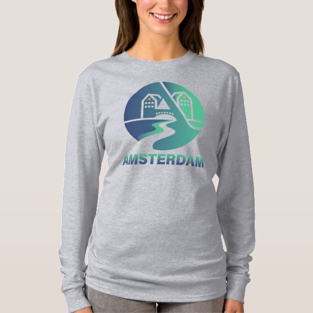 Amsterdam Nederländerna Europa T Shirt (Framsida)