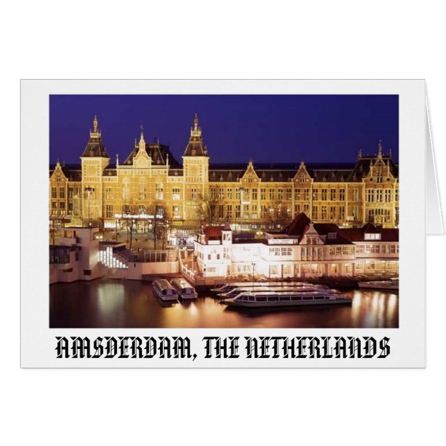 AMSTERDAM NEDERLÄNDERNA HÄLSNINGSKORT (Framsidan Horizontal)