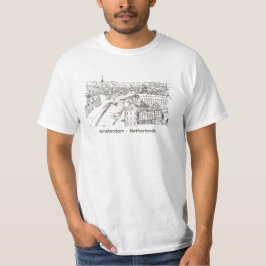 Amsterdam Nederländerna Hand plockade Illustration T Shirt