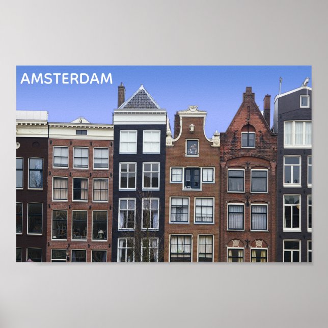Amsterdam Nederländerna Holland Canal Homes Poster (Framsidan)