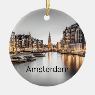 Amsterdam Nederländerna Holland Dutch Souvenir Julgransprydnad Keramik