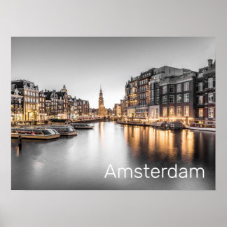 Amsterdam Nederländerna Holland Dutch Souvenir Poster