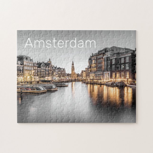 Amsterdam Nederländerna Holland Dutch Souvenir Pussel (Horisontell)