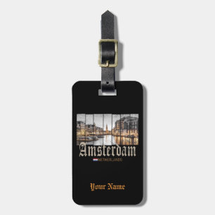 Amsterdam Nederländerna Holland vintage souvenir Bagagebricka