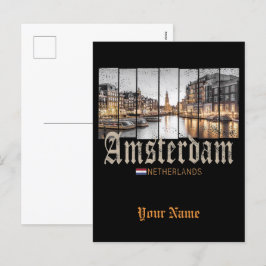 Amsterdam Nederländerna Holland vintage souvenir Helg Vykort