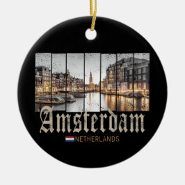 Amsterdam Nederländerna Holland vintage souvenir Julgransprydnad Keramik