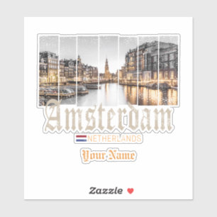 Amsterdam Nederländerna Holland vintage souvenir Klistermärken