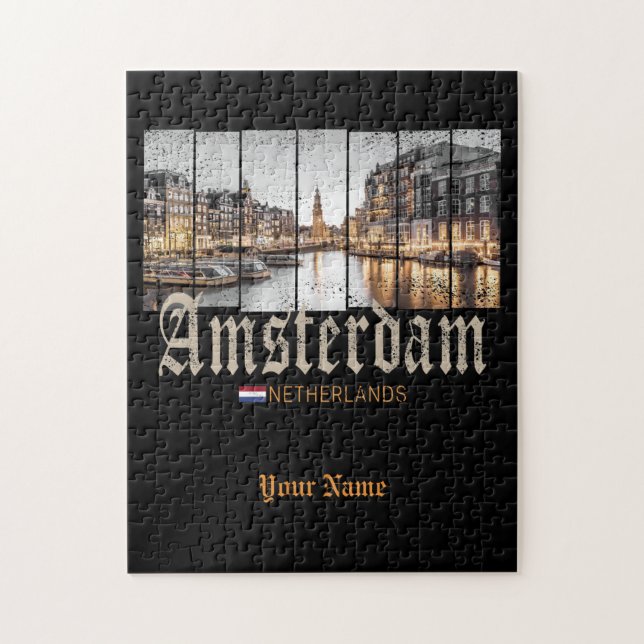 Amsterdam Nederländerna Holland vintage souvenir Pussel (Vertikal)