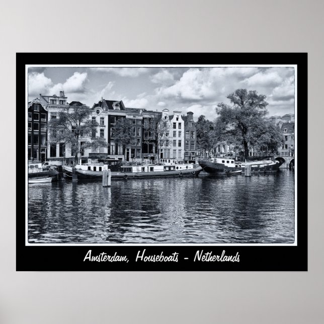 Amsterdam - Nederländerna, Husbåtar (Affisch) Poster (Framsidan)