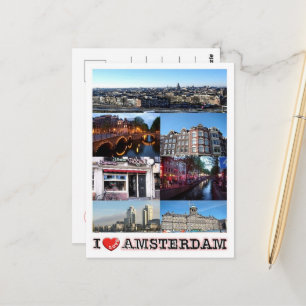 Amsterdam - Nederländerna - I Kärlek - Vykort