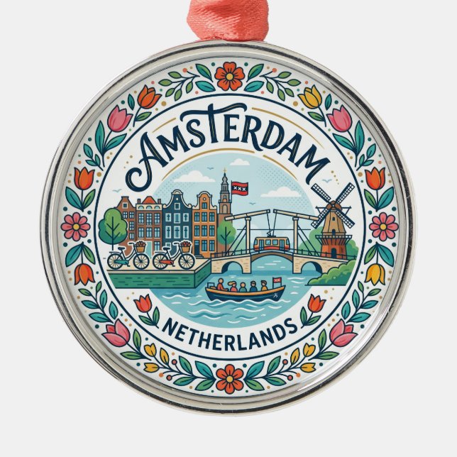 Amsterdam Nederländerna Julgransprydnad Metall (Framsidan)