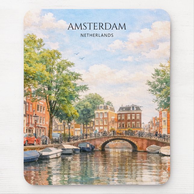 Amsterdam Nederländerna Kanal Färgrik Stad | Resa Musmatta (Framsidan)