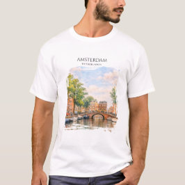 Amsterdam Nederländerna Kanal Färgrik Stad | Resa T Shirt