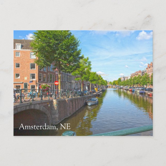 Amsterdam, Nederländerna Kanal Foto vykort (Framsida)