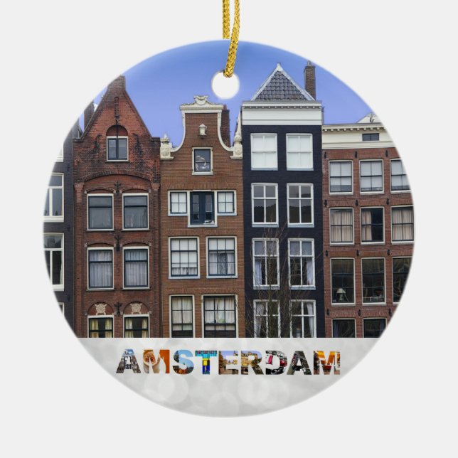 Amsterdam Nederländerna Kanalhus jul Julgransprydnad Keramik (Framsidan)