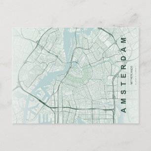 Amsterdam Nederländerna Karta Minimal Vykort
