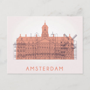 Amsterdam, Nederländerna   Landmärkenas Skyline Vykort