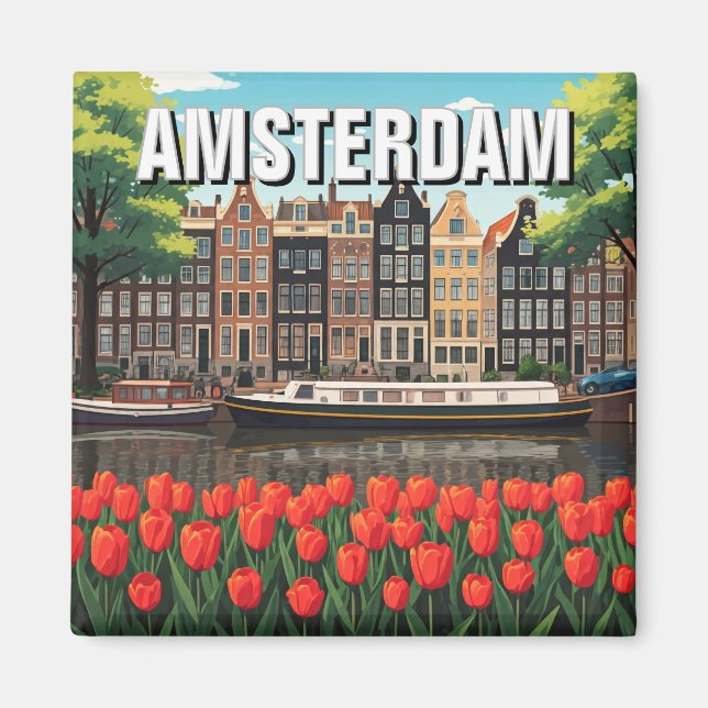 Amsterdam Nederländerna Magnet (Framsidan)