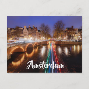 Amsterdam Nederländerna Natursköna Vattenvägar Vyk Vykort
