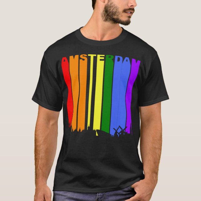 Amsterdam Nederländerna Rainbow LGBT Gay pride T Shirt (Framsida)
