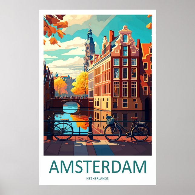 Amsterdam Nederländerna Resa Poster Park Nationell (Framsidan)