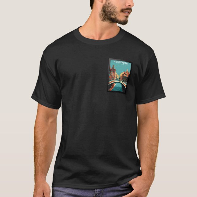 Amsterdam Nederländerna Resaaffisch T Shirt (Framsida)