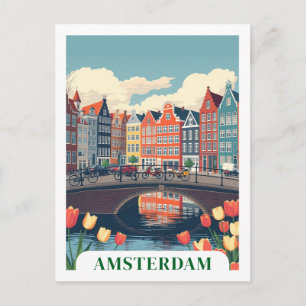 Amsterdam Nederländerna Retro Travel Bicycles Vykort