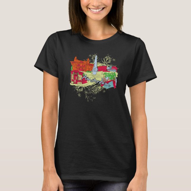 Amsterdam Nederländerna Souvenir Premium_1 T Shirt (Framsida)